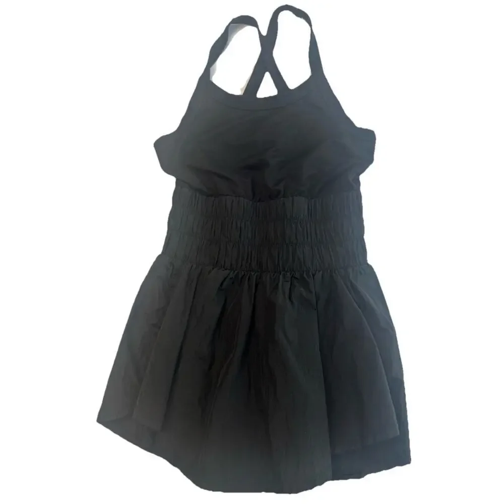 GB Girls Black Strapless Romper Shorts Size Small Smocked Waist